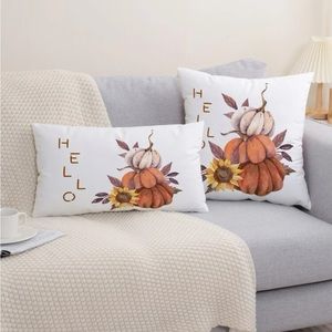 2 pc Pumpkin 🎃 & Letter Graphic Cushion Cover Without Filler